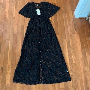 Elan maxi crochet lace coverup dress